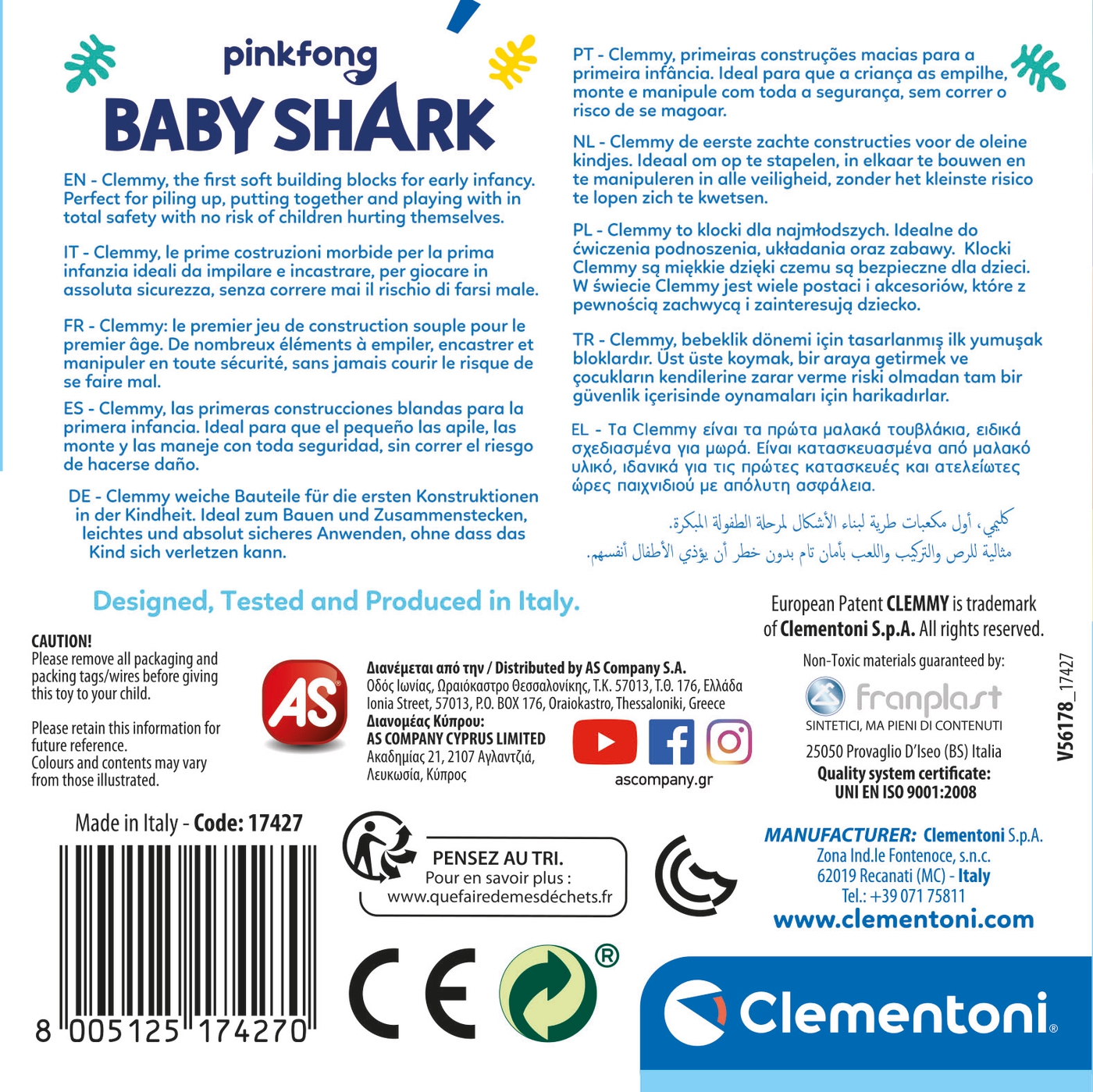 Baby Shark Clemmy Small Bucket Clementoni