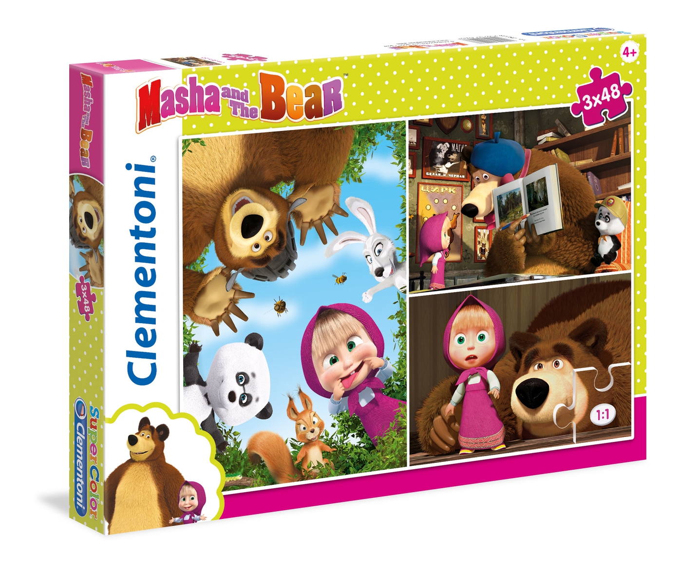 Masha and the Bear - 3x48 peças - Supercolor Puzzle - Clementoni